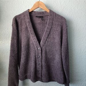 Anthropologie Out from under sweater  fluffy semi crop button front swea…